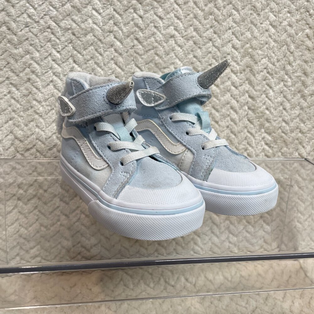 Vans Toddler Light Blue Silver Glitter Unicorn Sk8-Hi Size 6 Whimsical Fairycore - Picture 13 of 14